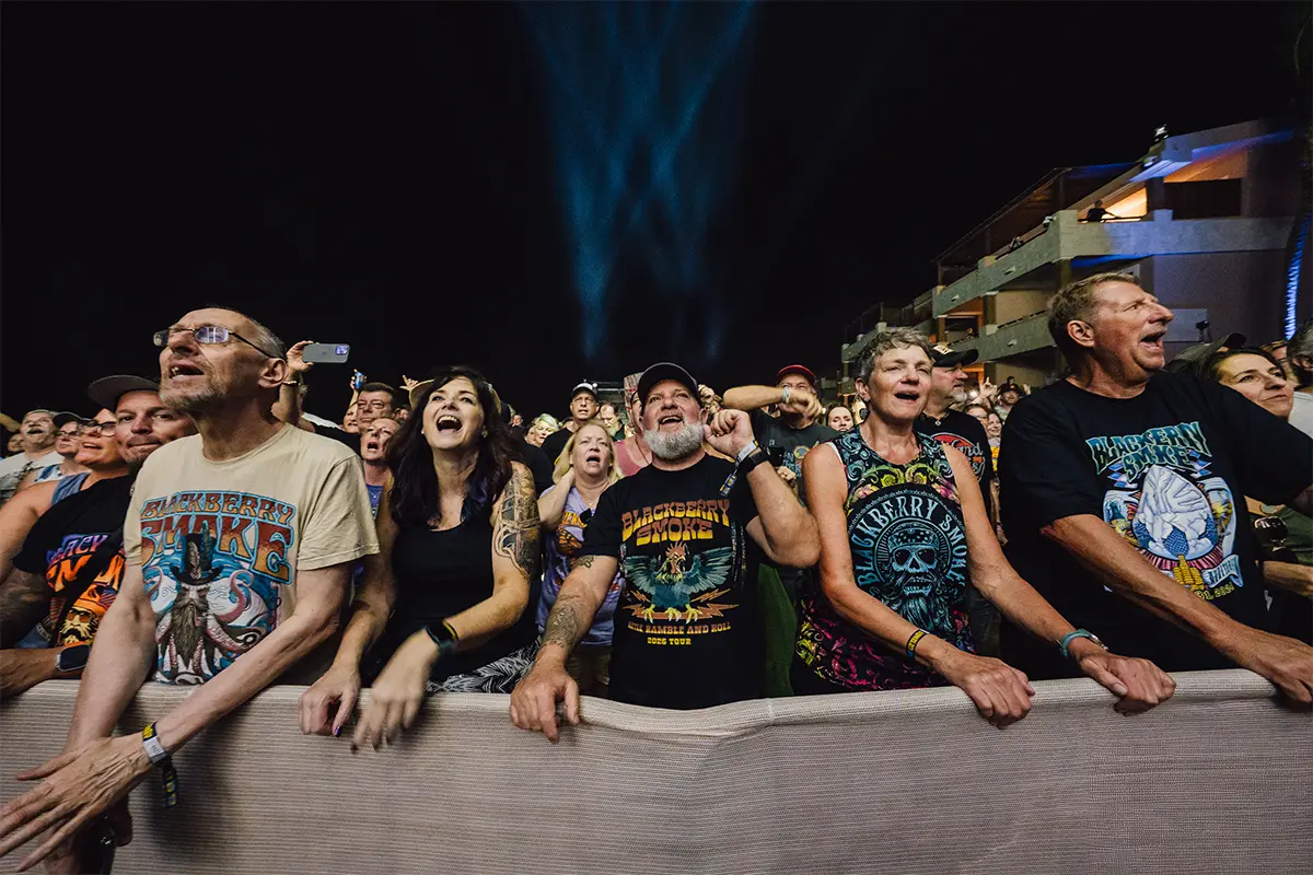 A photo of fans in the corwd during a Blackberry Smoke concert.