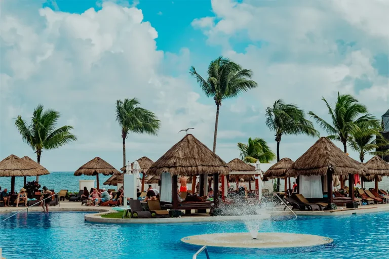 A daytime photo of the main resort pool.